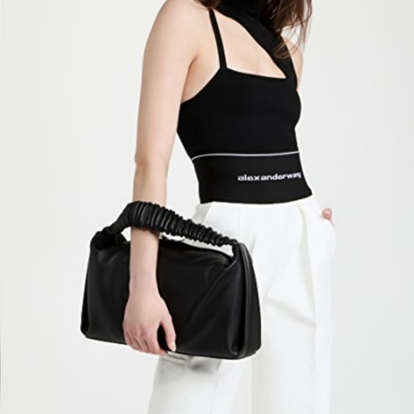 Alexander Wang Large Scrunchie Leather Top Handle Bag Black - Picture 2 of 15